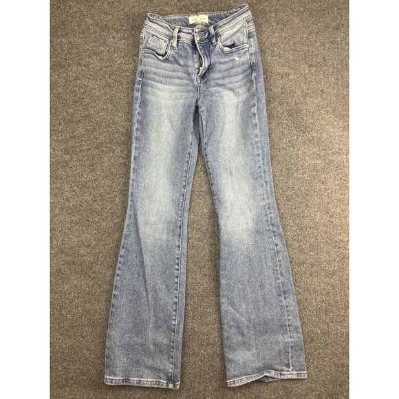 Risen Jeans Denim - Risen Jeans Bootcut Jeans Womens 0 Light Wash Blue Mid Rise Stretch 24x30.5